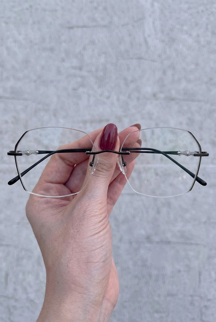 ARCHITECTURAL GEOMETRIC RIMLESS STATEMENT EYEWEAR